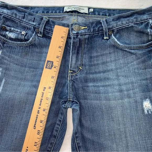 Abercrombie and Fitch Erin Distressed Mid Rise 90’s Jeans Size 6 S (short) blue - Picture 9 of 15
